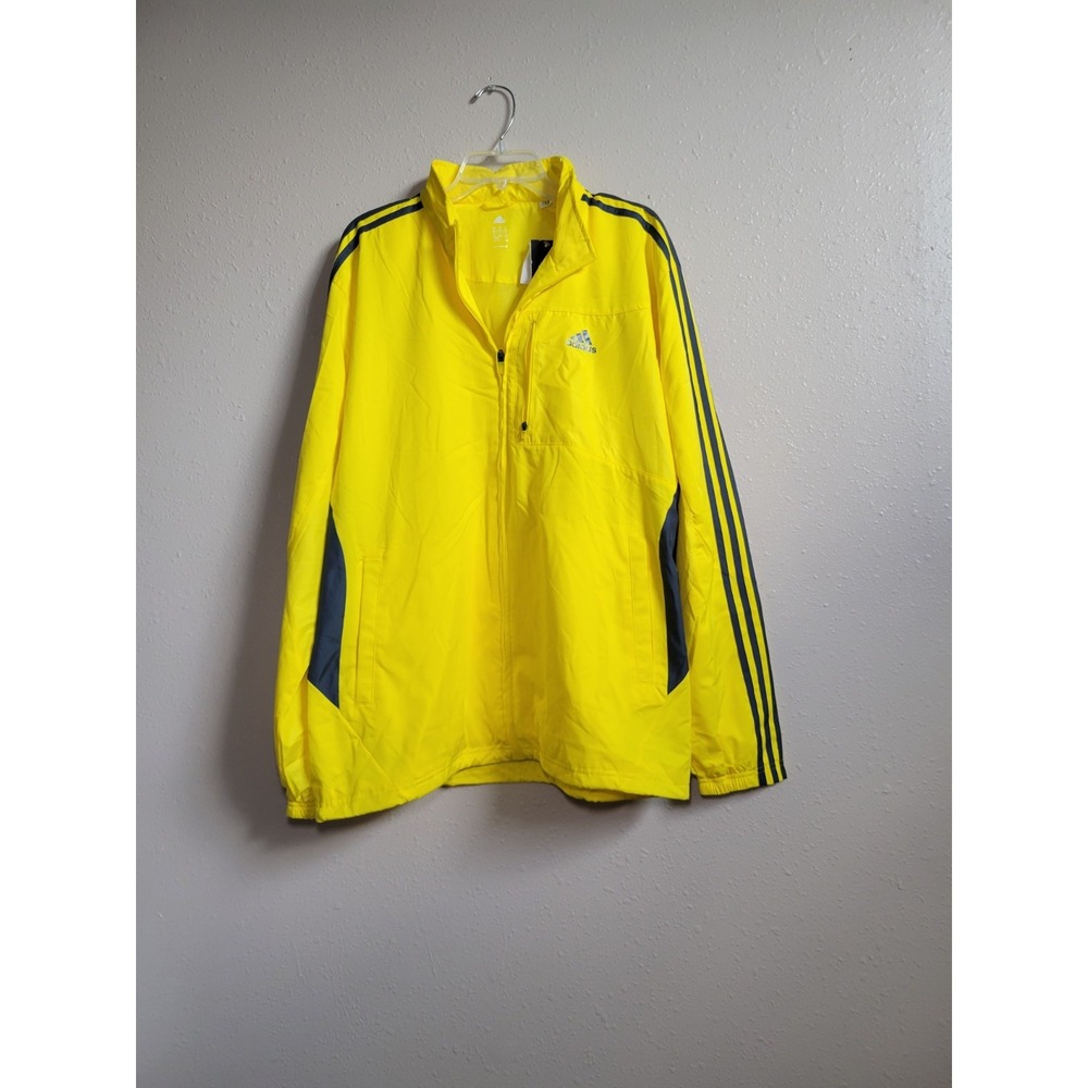Vintage Adidas Drive 2 Zip Jacket‎ Men's Yellow Blue Stripes Windbreaker Sz XL